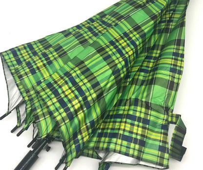 Unisex Classic Tartan Walking Umbrella Strong Large Crooked Handle Mixed Colours