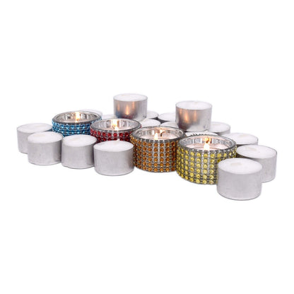2 Decorative Diamante Jewelled Tea light Candle Holders with 100 Tealights (8hr)