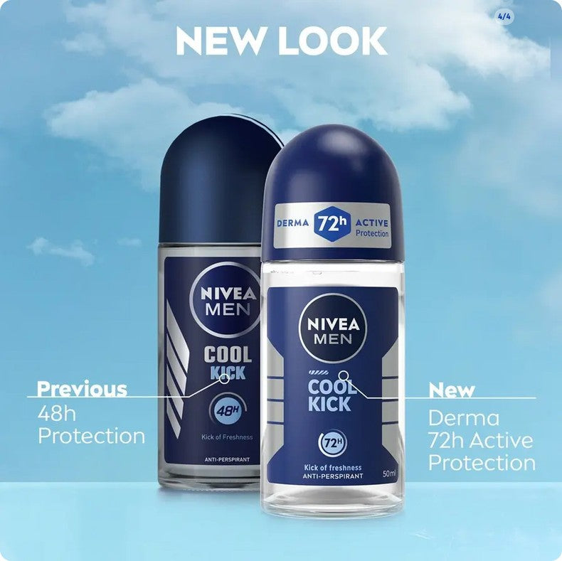 Nivea Men Roll On 72hr Anti-Perspirant Derma Active Cool Kick - 50ml - image 3