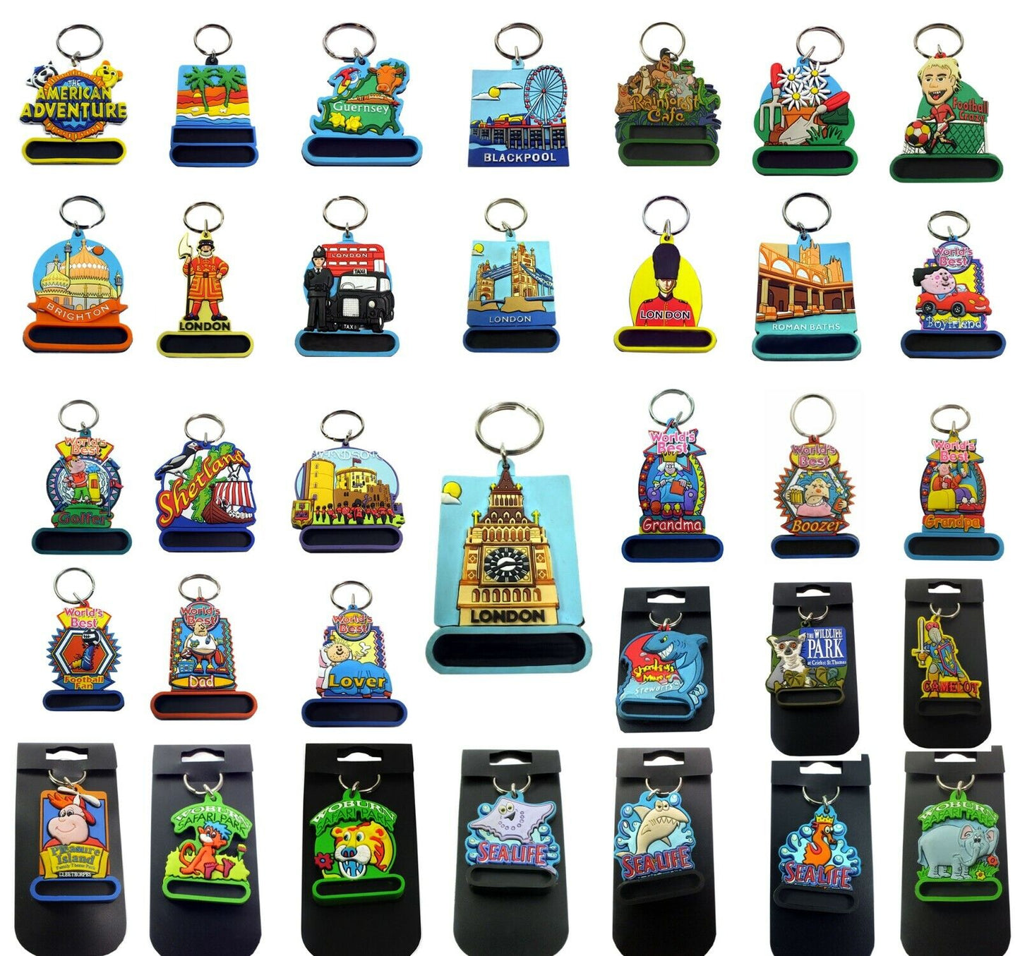 8, 36, 100 X 3D Cute Rubber Key Ring Key Chain UK Landmark & Theme Sports Gift