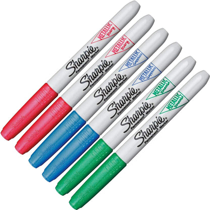 Sharpie Metallic Fine Markers Pack of 6 - Sapphire, Emerald, Ruby