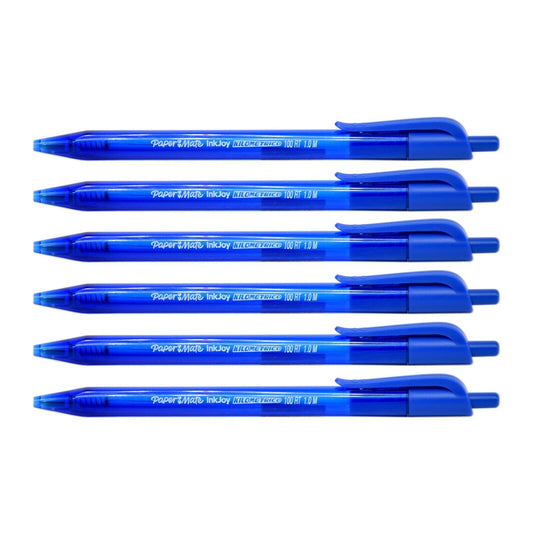 6x Paper Mate InkJoy Retractable Ballpoint Pens (Blue, Black or Mix)