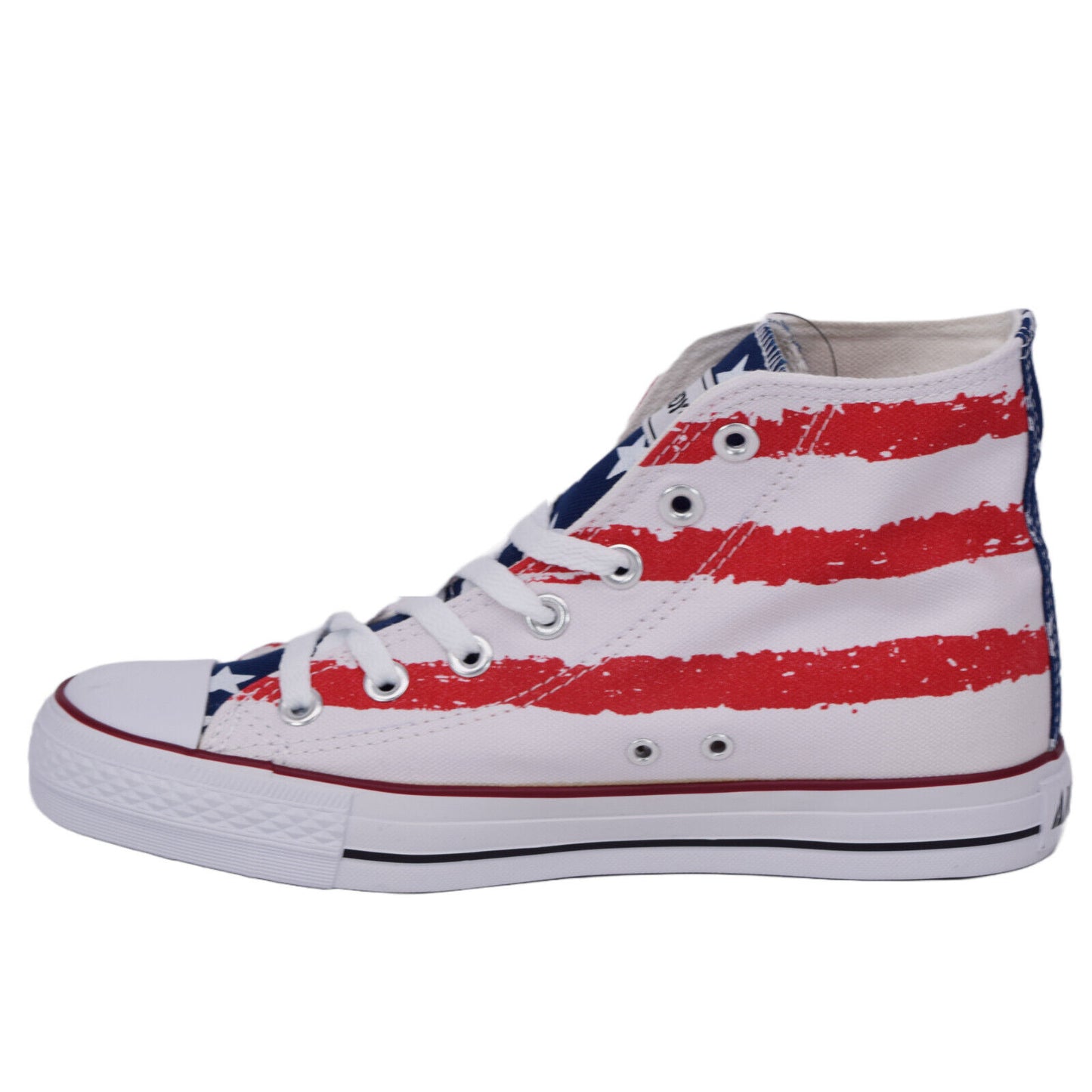 Andy-Z Lace Up Classic Canvas High-Top Trainers - UK / USA Flag - Black / White