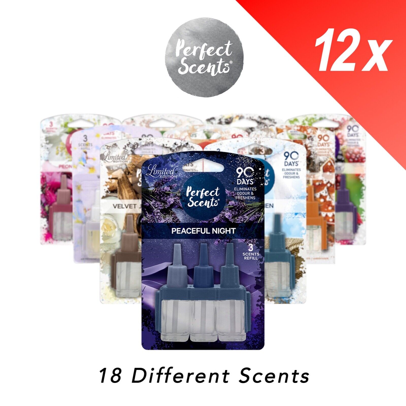 12x Perfect Scents 3Scents Refill Home Air Freshener - Compatible with 3volution