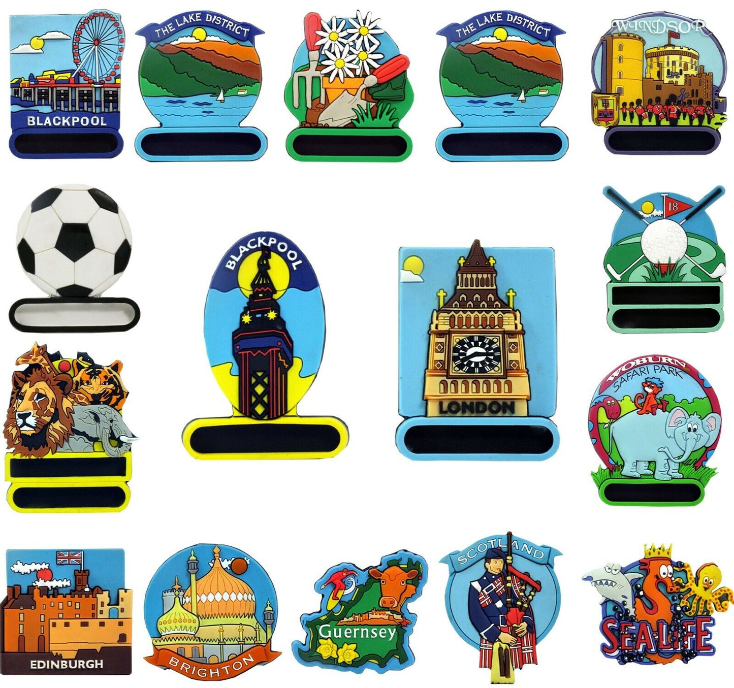 3D Fridge Magnets Multipack of 8, 36, 100 UK London Places Sports Garden Sealife