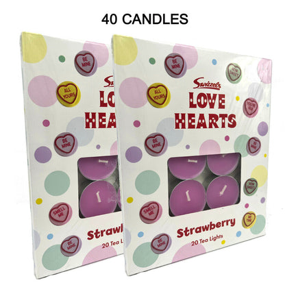 Swizzels Love Hearts Strawberry Scented Tea Lights Nightlight X 20 Pack 40 Pack