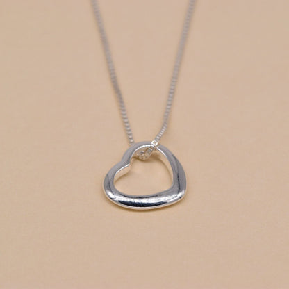 Genuine 925 Sterling Silver Floating Heart Pendant Necklace on 14”-24" Box Chain