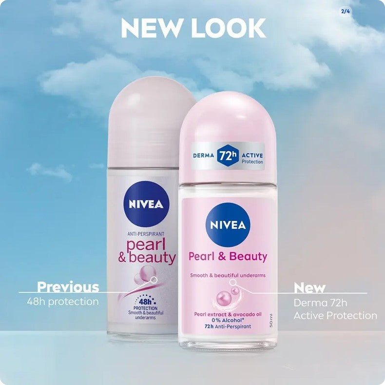 Nivea Female Roll On 72hr Anti-Perspirant 0% Alcohol Pearl & Beauty - 50ml - image 2
