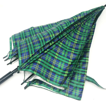 Unisex Classic Tartan Walking Umbrella Strong Large Crooked Handle Mixed Colours