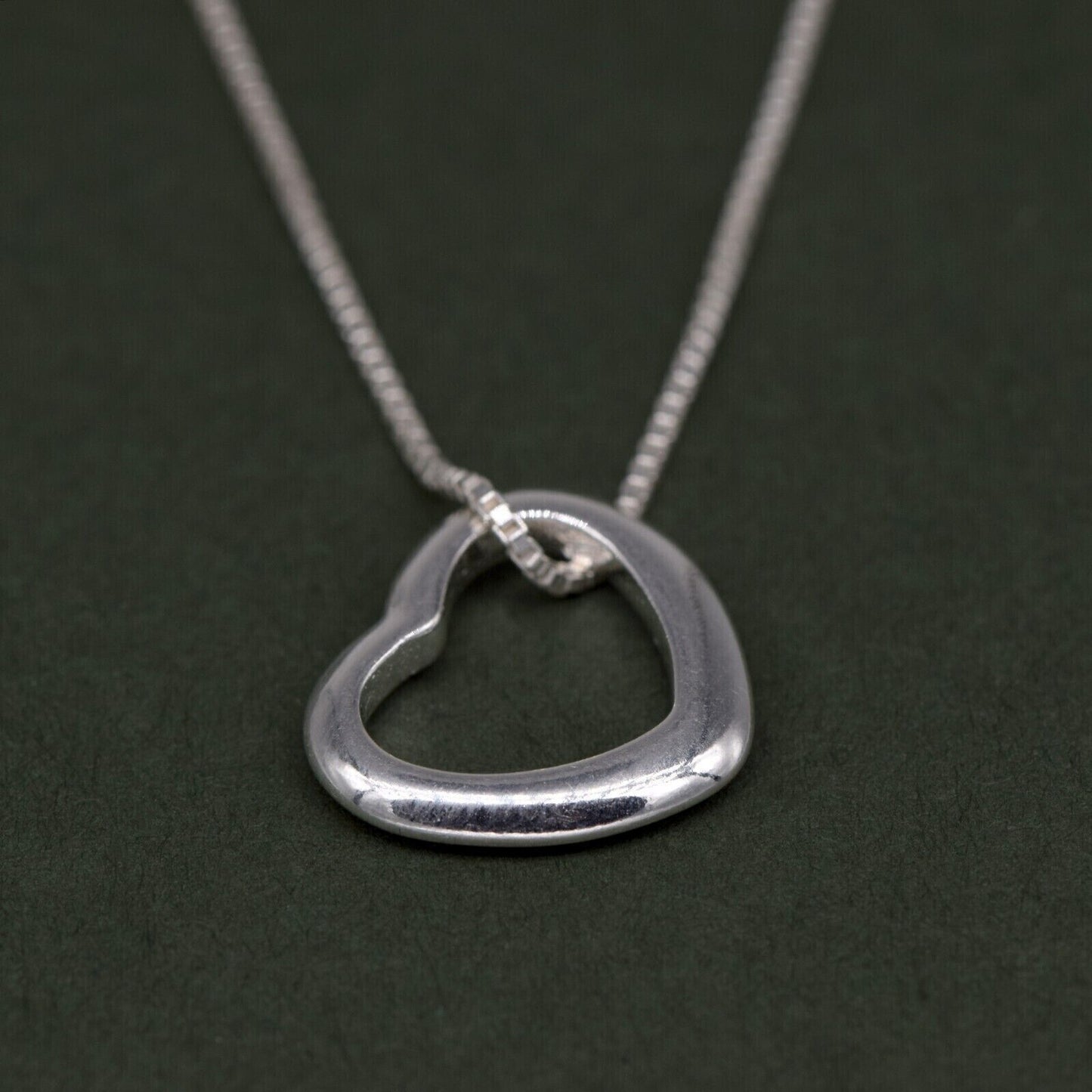 Genuine 925 Sterling Silver Floating Heart Pendant Necklace on 14”-24" Box Chain