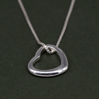 Genuine 925 Sterling Silver Floating Heart Pendant Necklace on 14”-24" Box Chain