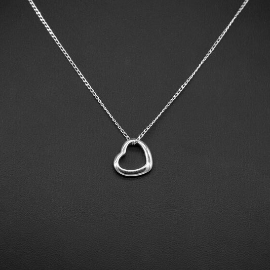 Genuine 925 Sterling Silver Floating Heart Pendant Necklace on 14-24" Curb Chain