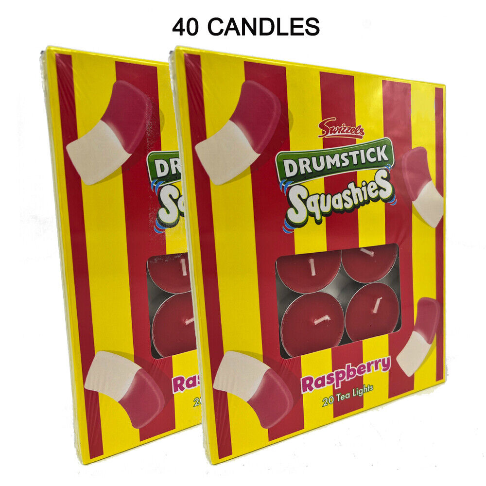 Swizzel 4 Long Burn Drumstick Squashies Raspberry Scented Tealights 20 / 40 Pack