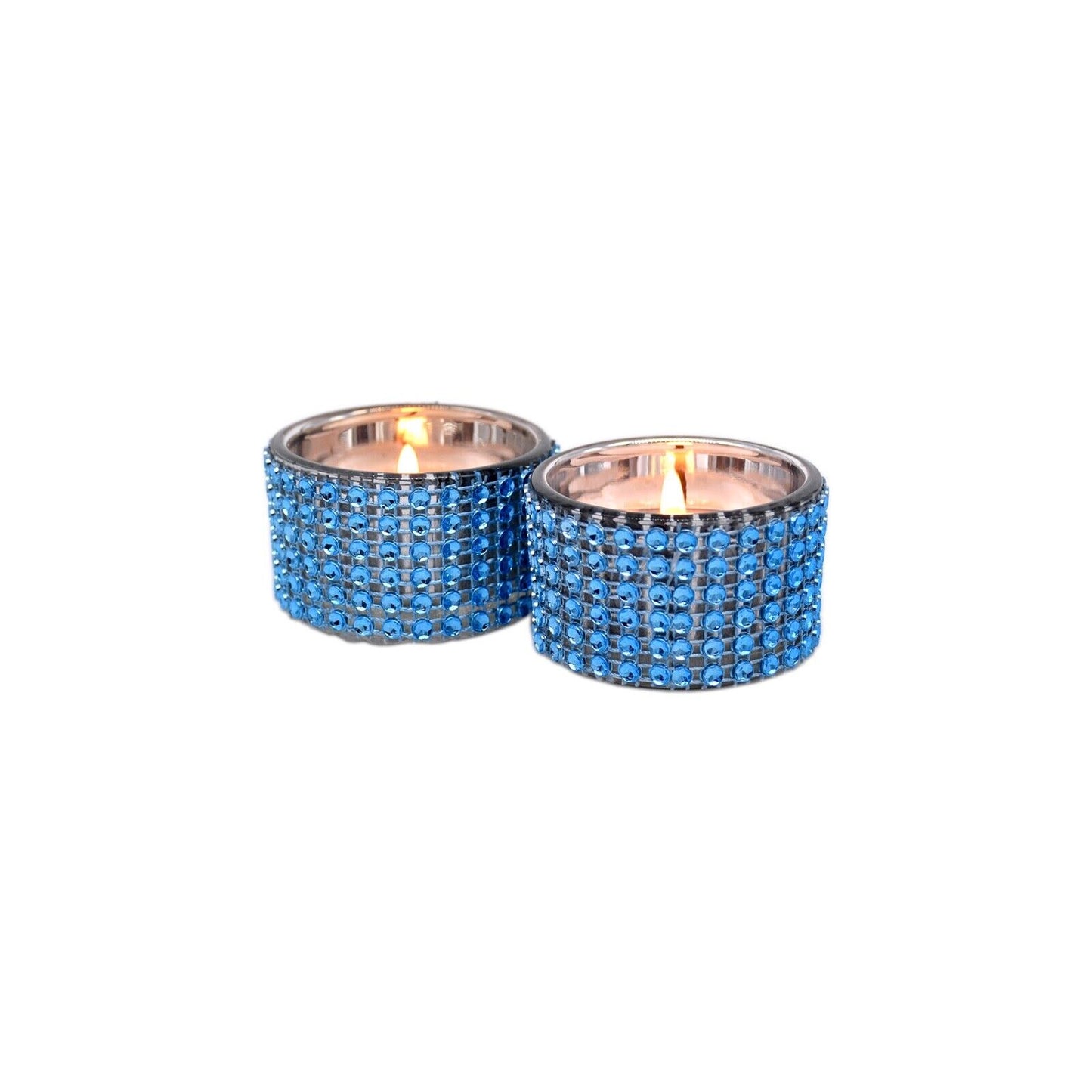 2 Decorative Diamante Jewelled Tea light Candle Holders with 100 Tealights (8hr)