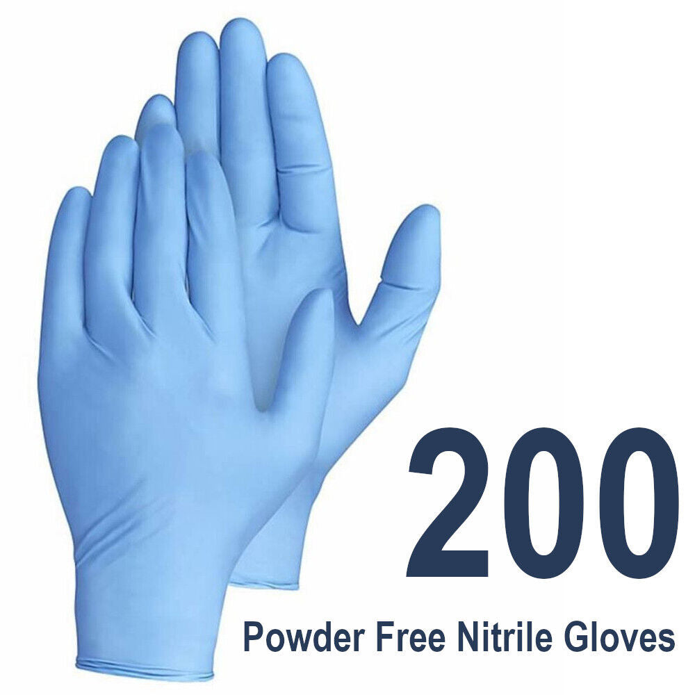 200 Disposable Powder Free Nitrile Gloves S/M/L/XL Tattoo Mechanic Medical Food