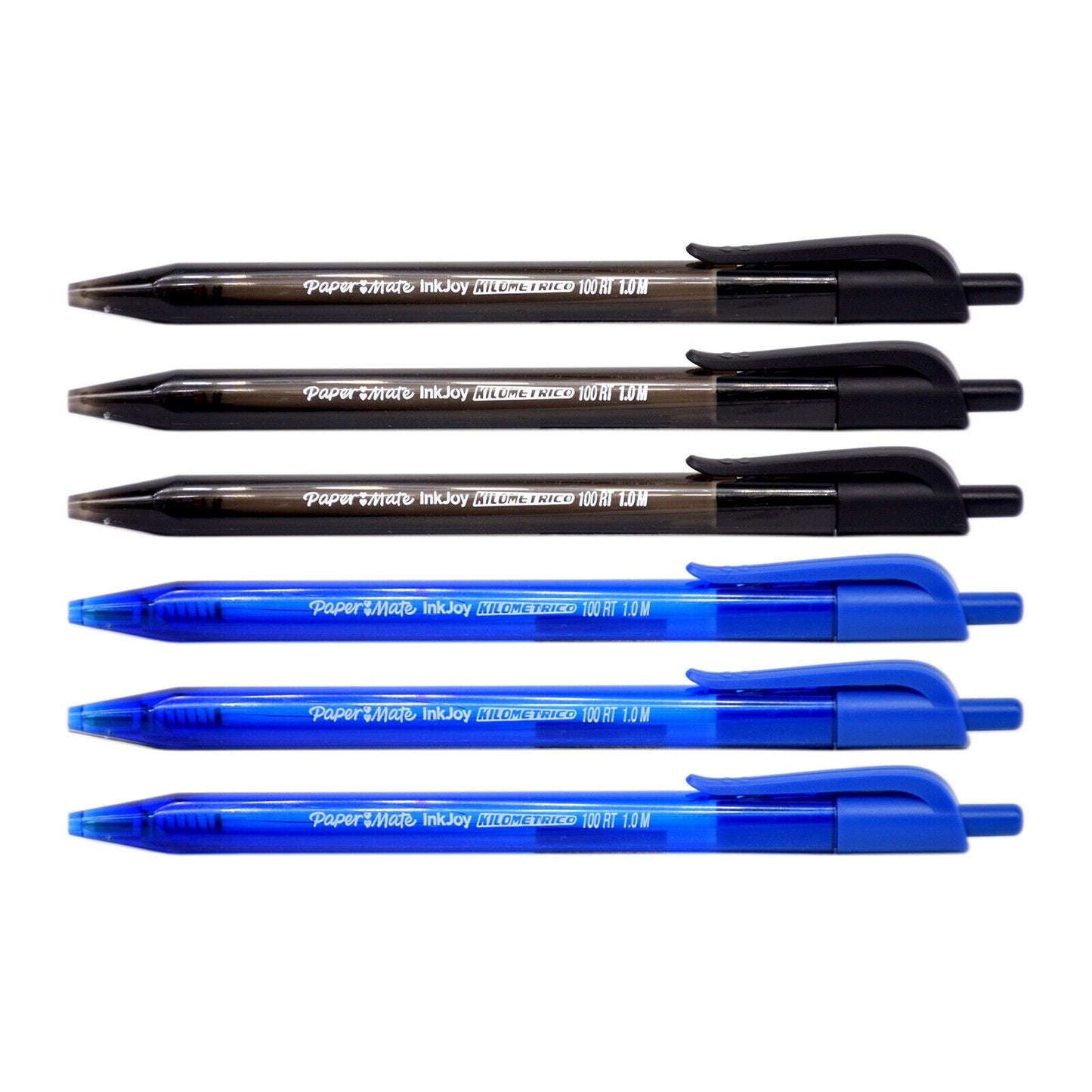 12x Paper Mate InkJoy 100RT 1.0mm Retractable Medium Ballpoint Pens (Blue/Black)