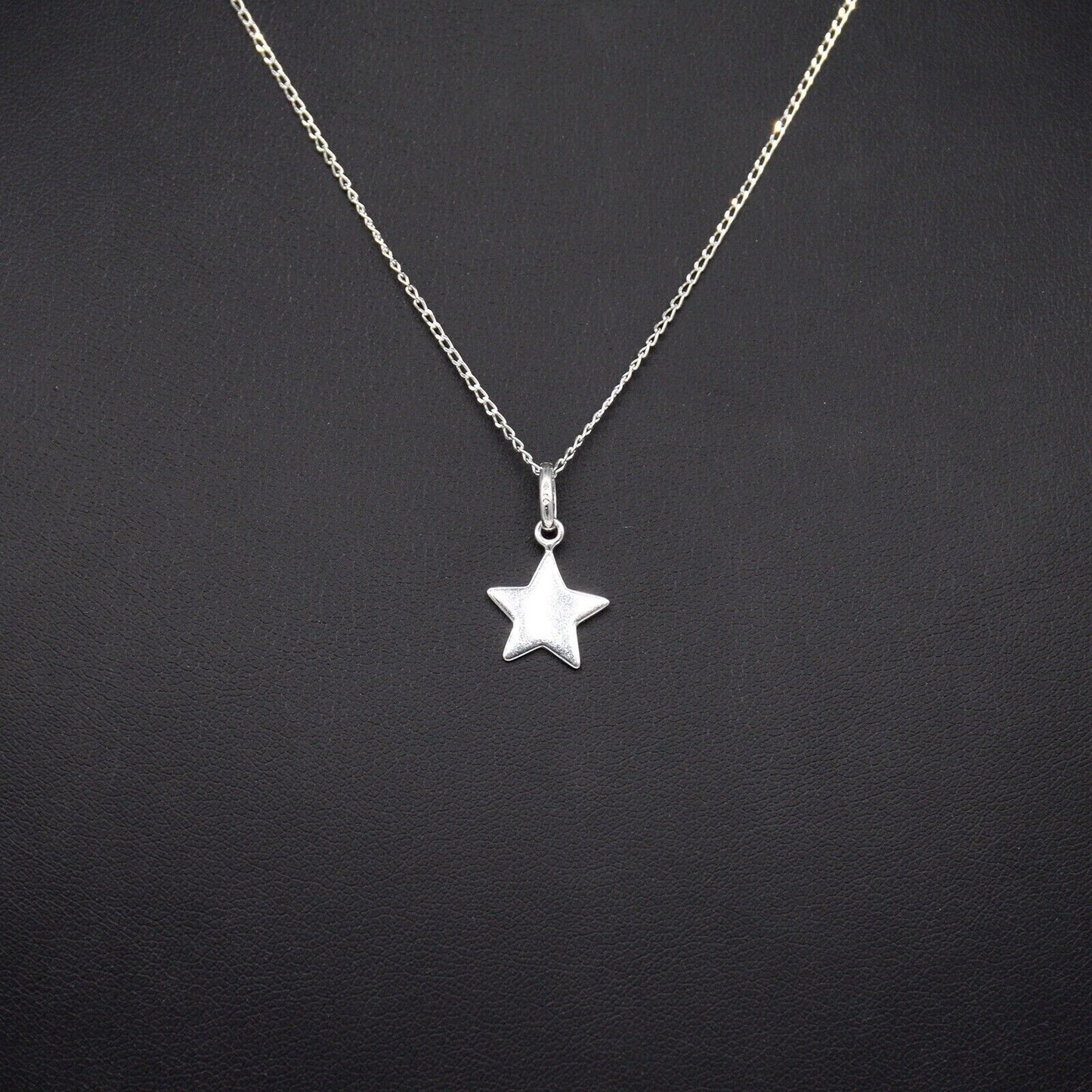 Genuine 925 Sterling Silver Star Pendant Necklace on 14" - 24" Curb Chain