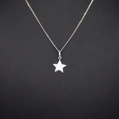 Genuine 925 Sterling Silver Star Pendant Necklace on 14" - 24" Curb Chain