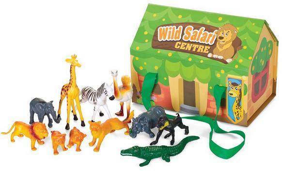 Wild Safari & Dino Park Centre Play Set with Carry Case Storage House