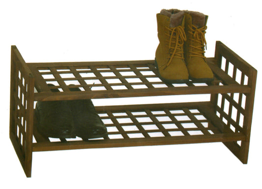 2, 3 or 4 Tier Brown Wooden Criss Cross Shelf Storage Shoe Rack Stand