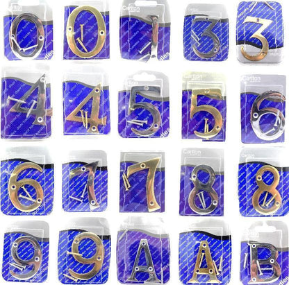 Solid Polished Brass & Chrome Door Numbers and Letter For House, Flat, Apartment
