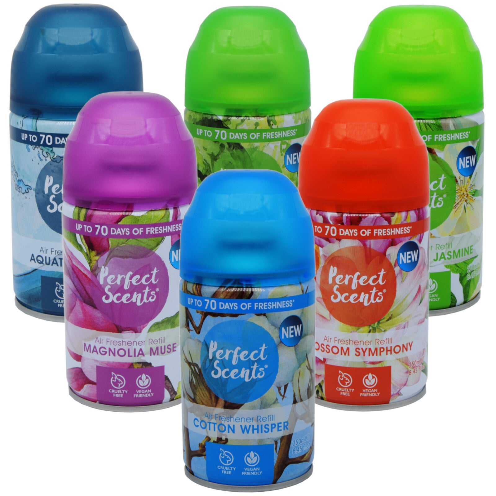6x Perfect Scents Air Freshener Automatic Spray Refills 250ml
