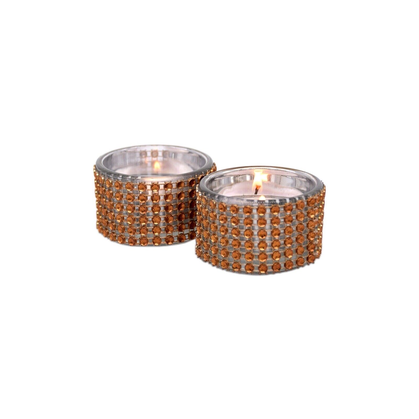 2 Decorative Diamante Jewelled Tea light Candle Holders with 100 Tealights (8hr)