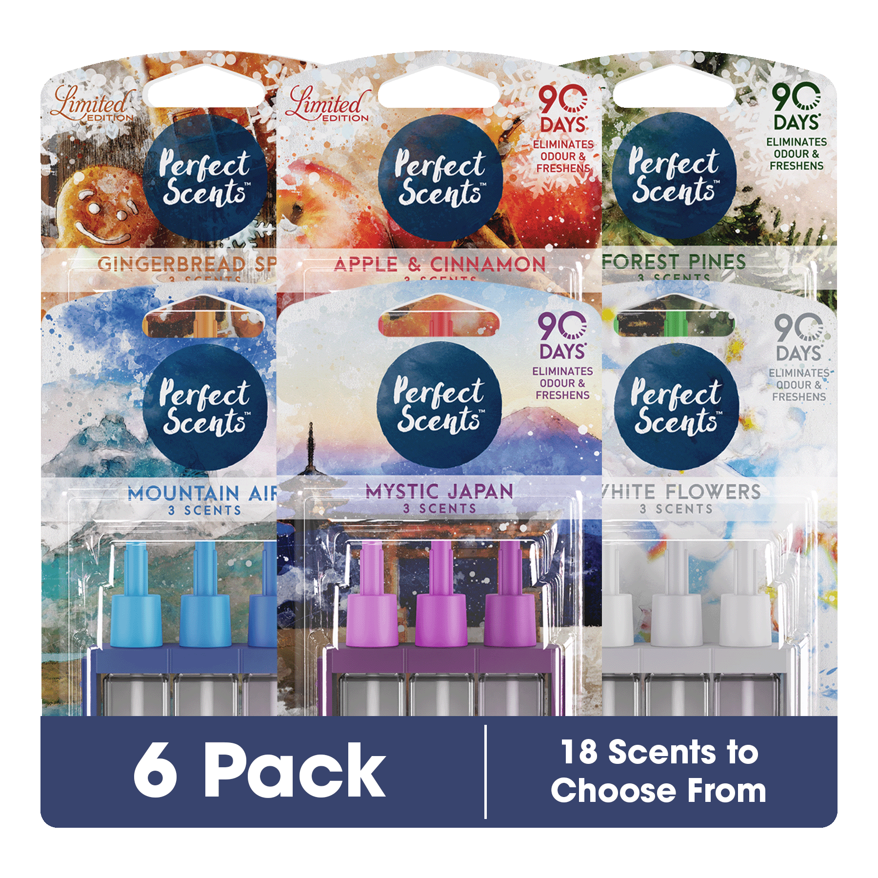 6x Perfect Scents 3Scents Refill Home Air Freshener - Compatible with 3volution