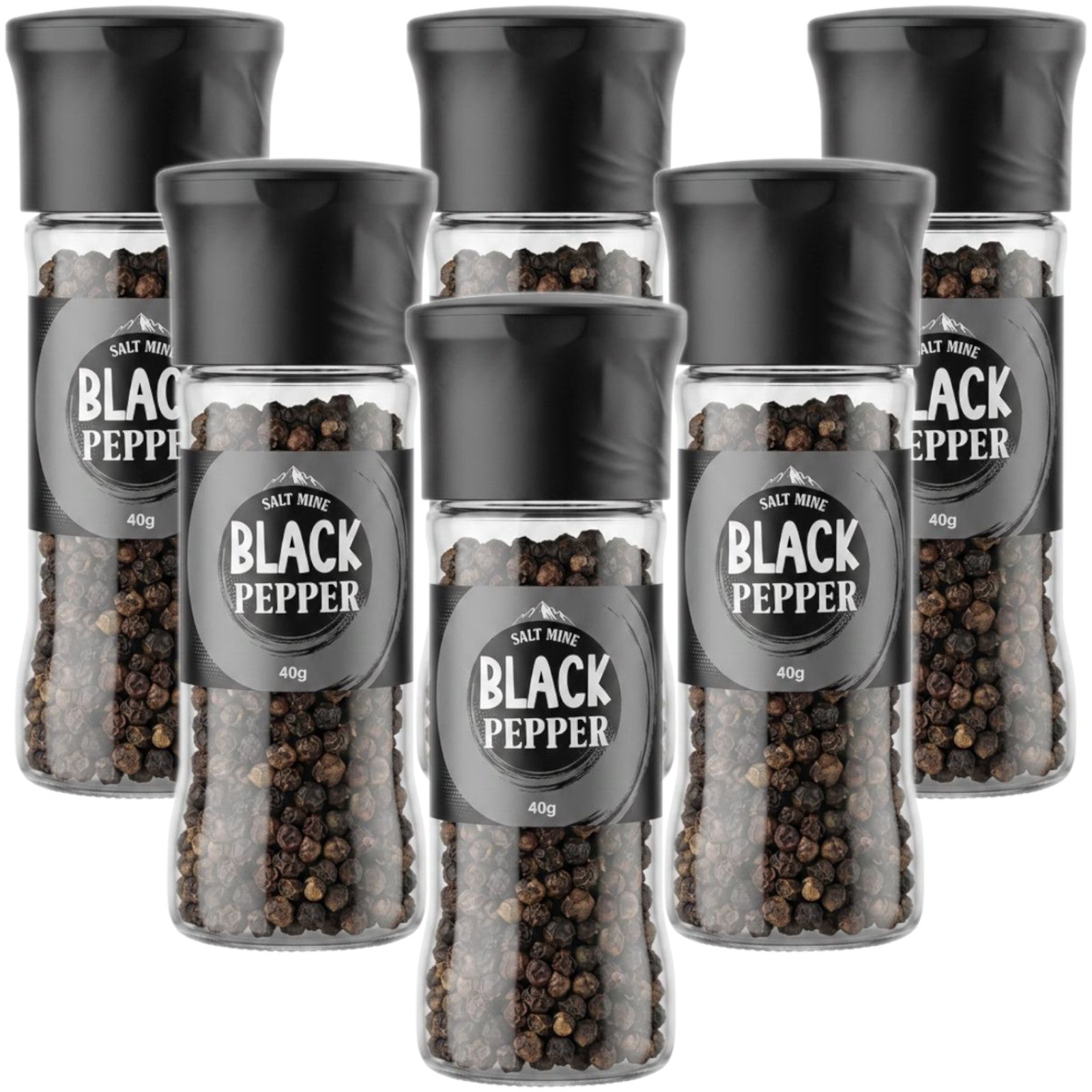6x Saltmine Grinder  Black pepper  40g