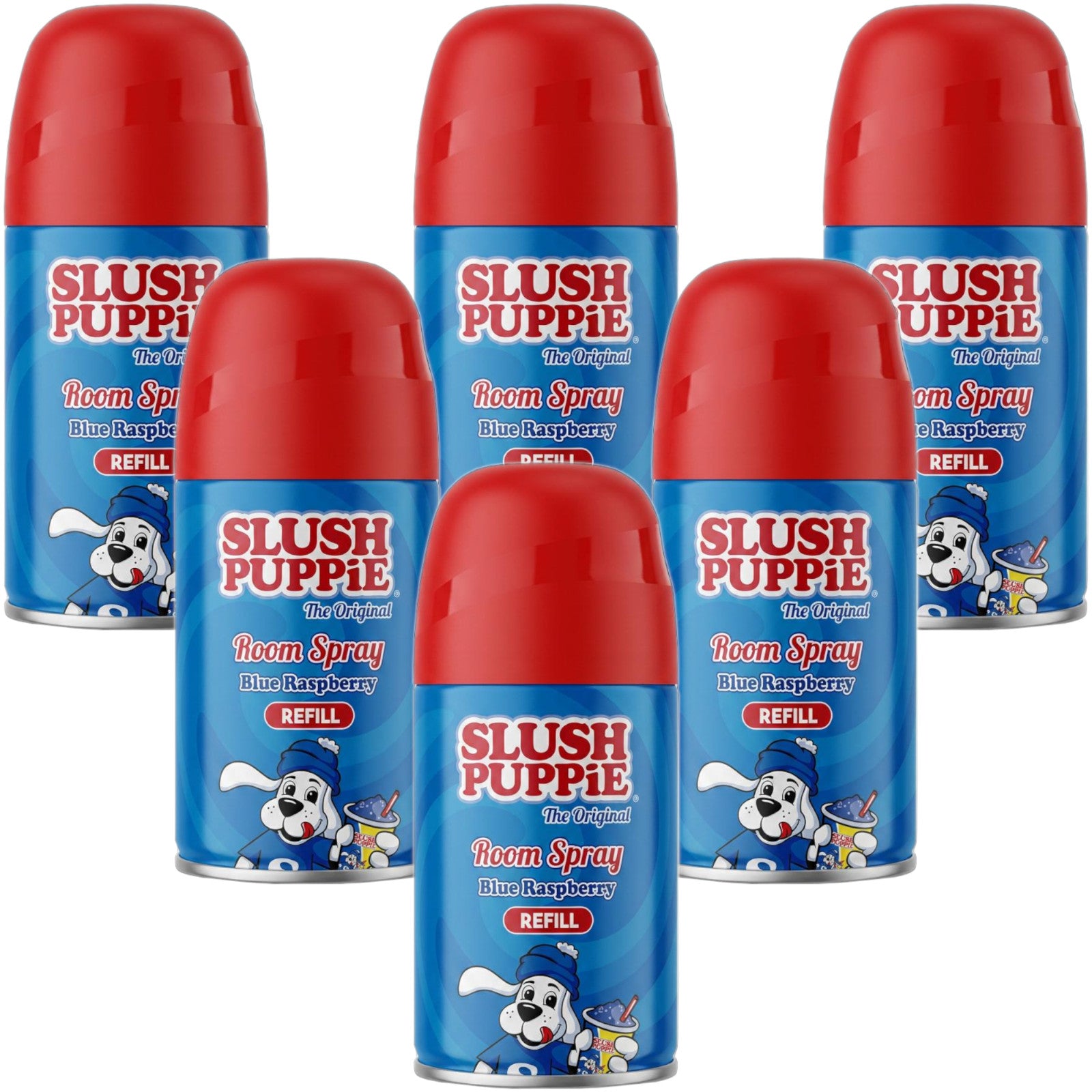 6x Slush Puppie  Lemon & Lime/Strawberry Kiwi/Blue Raspberry Refill Spray 250ml