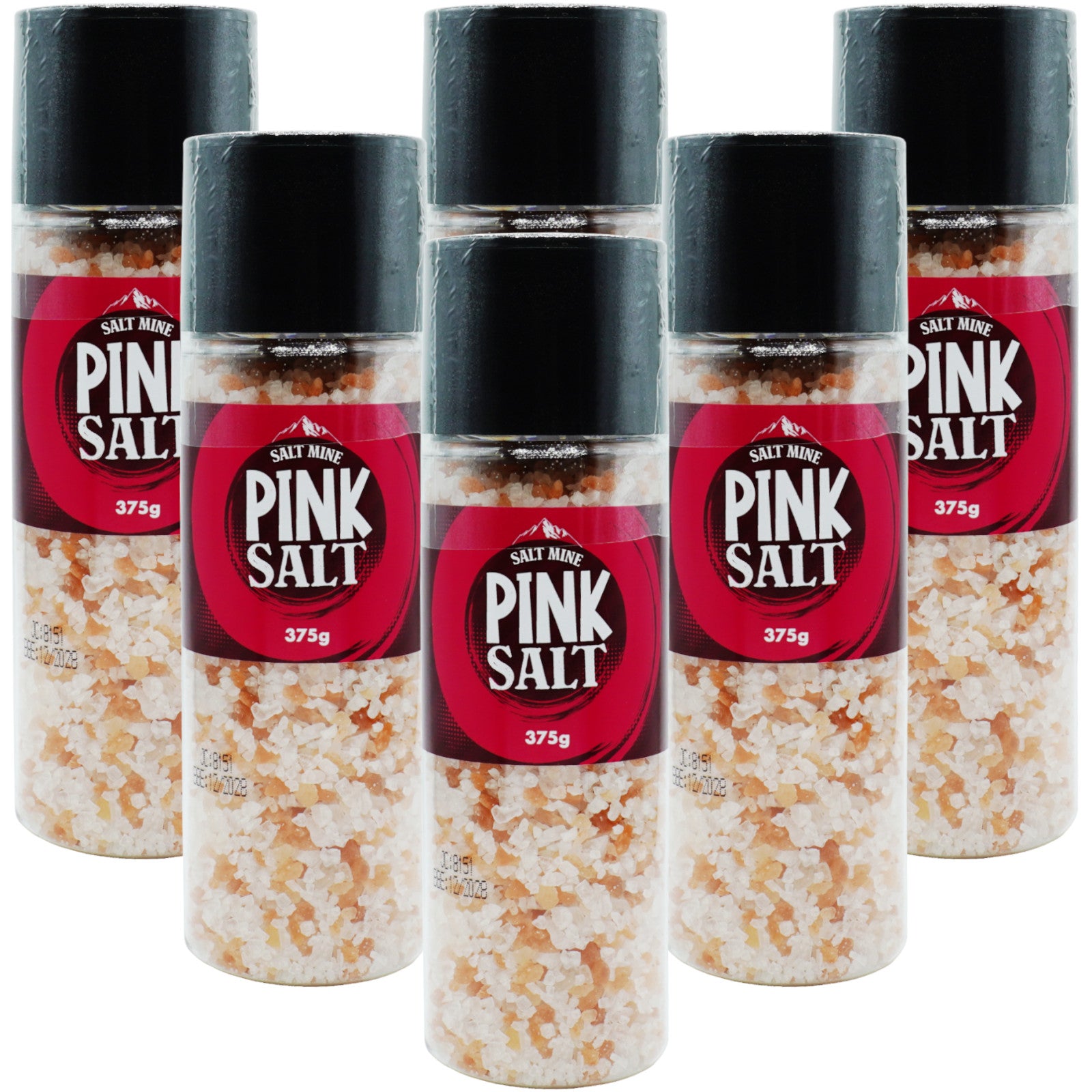 6x Saltmine Pink Rock Salt Himalayan Pink Salt Grinder 375g