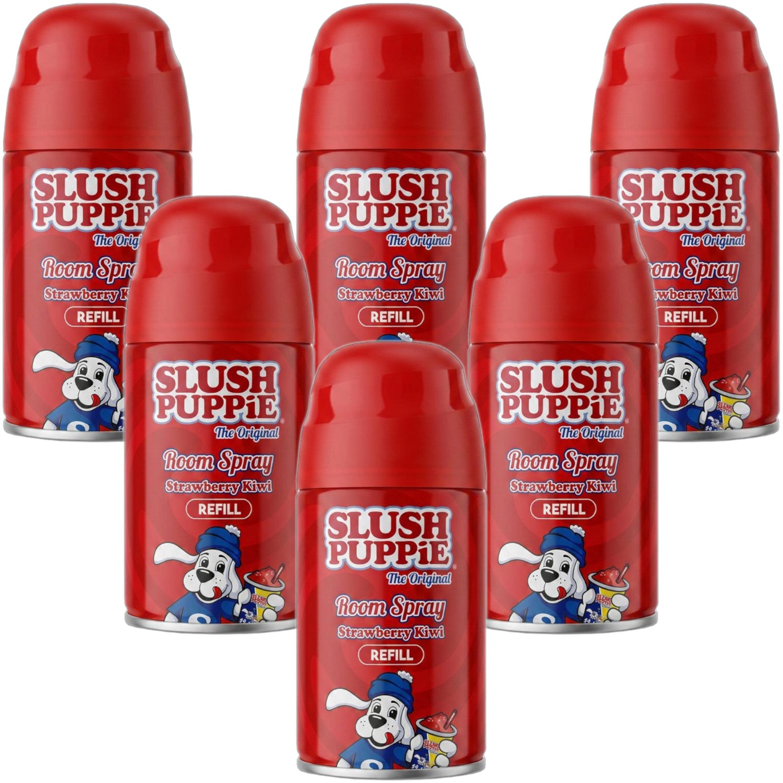 6x Slush Puppie  Lemon & Lime/Strawberry Kiwi/Blue Raspberry Refill Spray 250ml