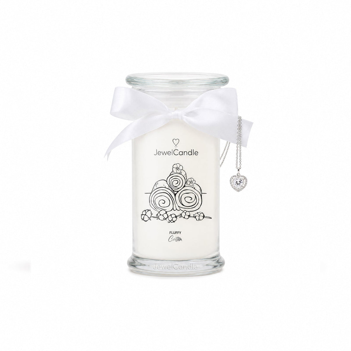 Jewel Candle Fluffy Cotton Jar Candle With Sterling Silver Necklace - 490g