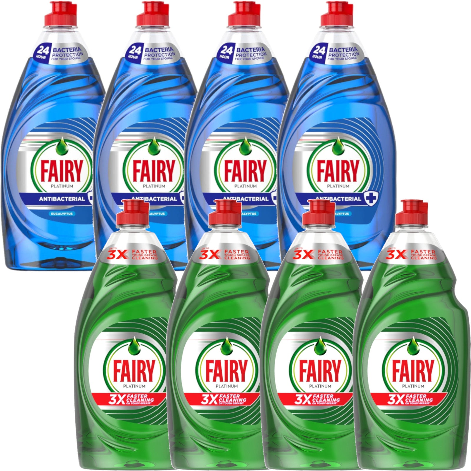 8x Fairy Washing Up Liquid Original & Eucalyptus 820ml Fast Grease Clean Strong!