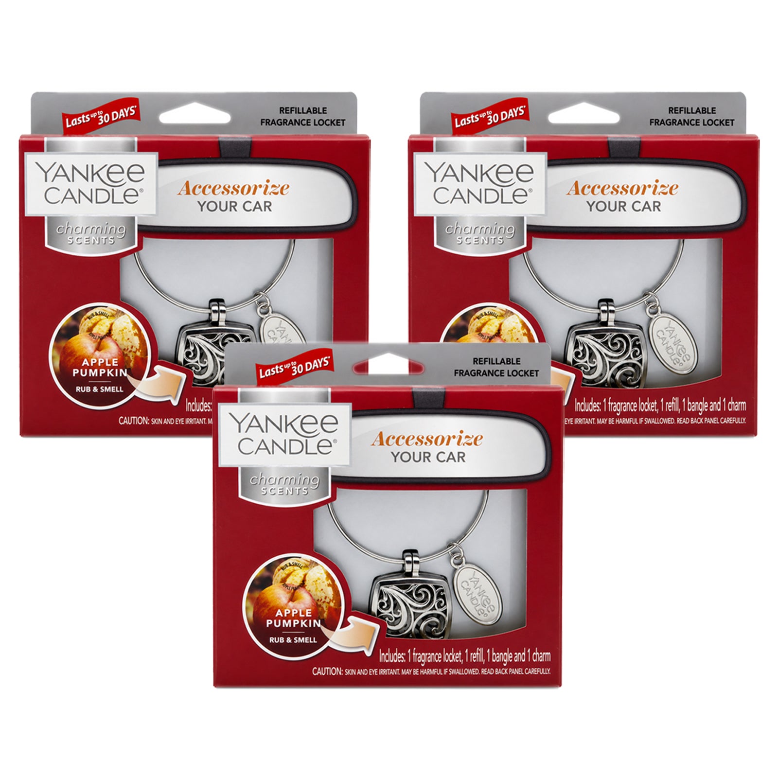 Yankee Candle Charming Scents Car Air Freshener Charms, Pack of 3, Long Lasting Fragrance