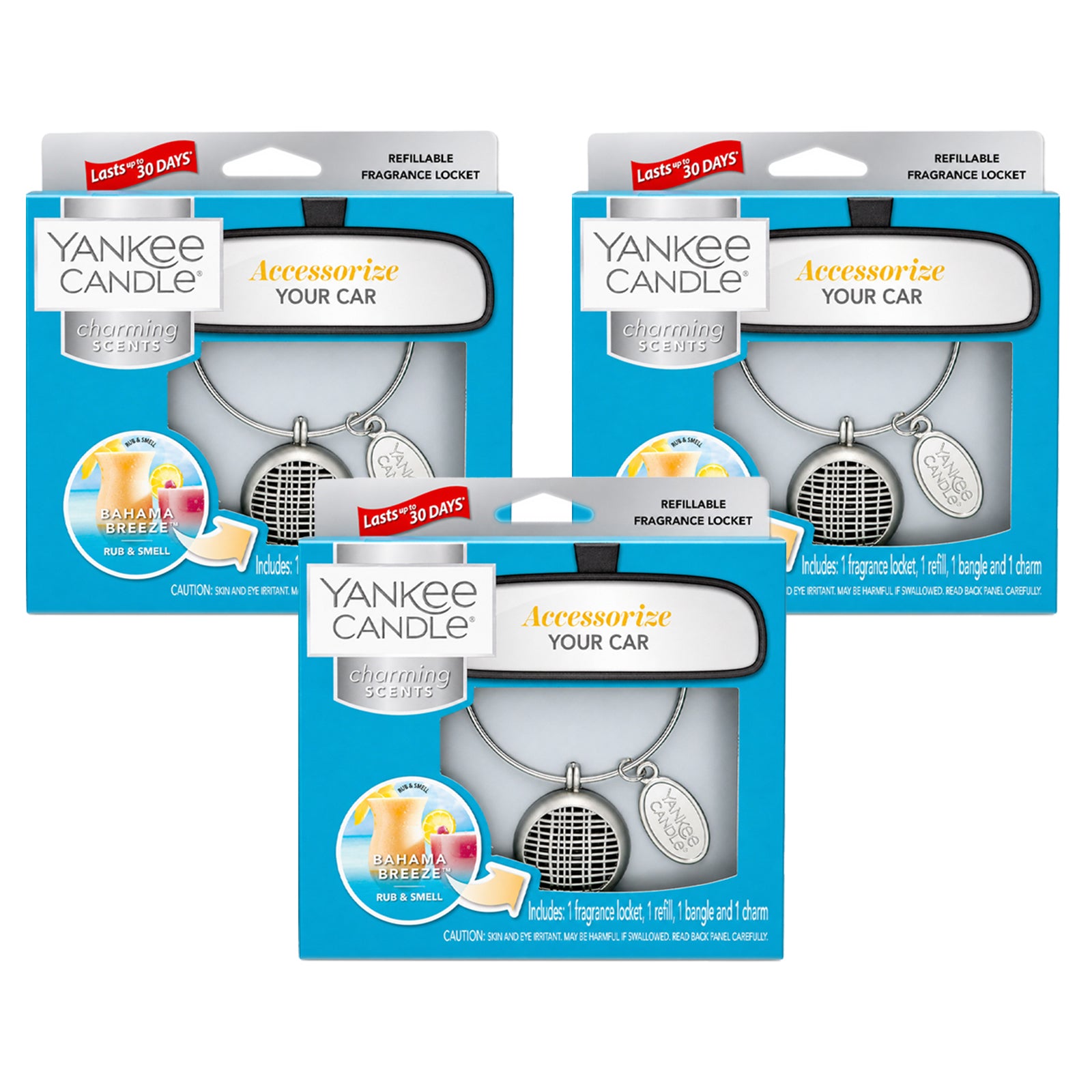 Yankee Candle Charming Scents Car Air Freshener Charms, Pack of 3, Long Lasting Fragrance