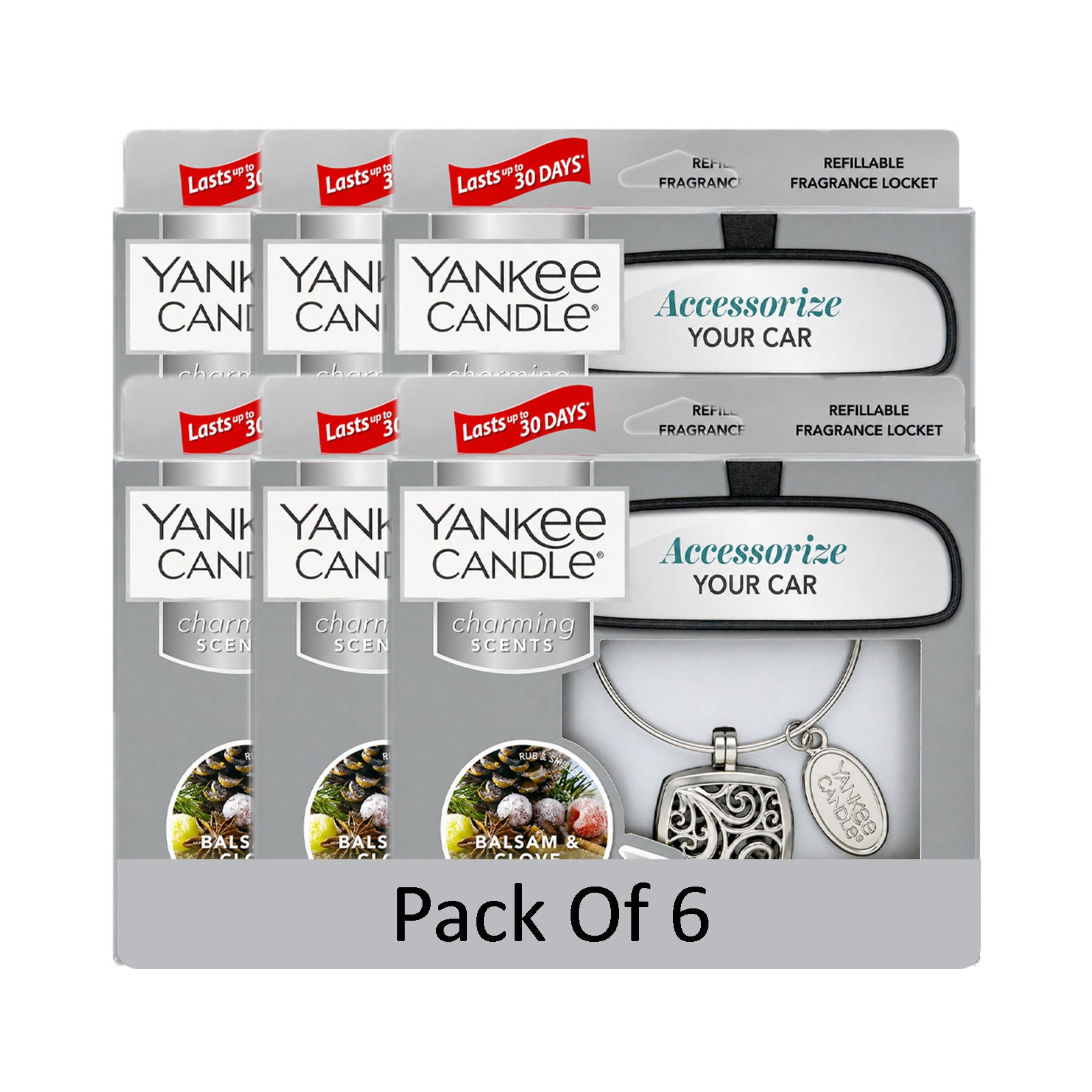 Yankee Candle Charming Scents Car Air Freshener Charms, Pack of 6, Long Lasting Fragrance