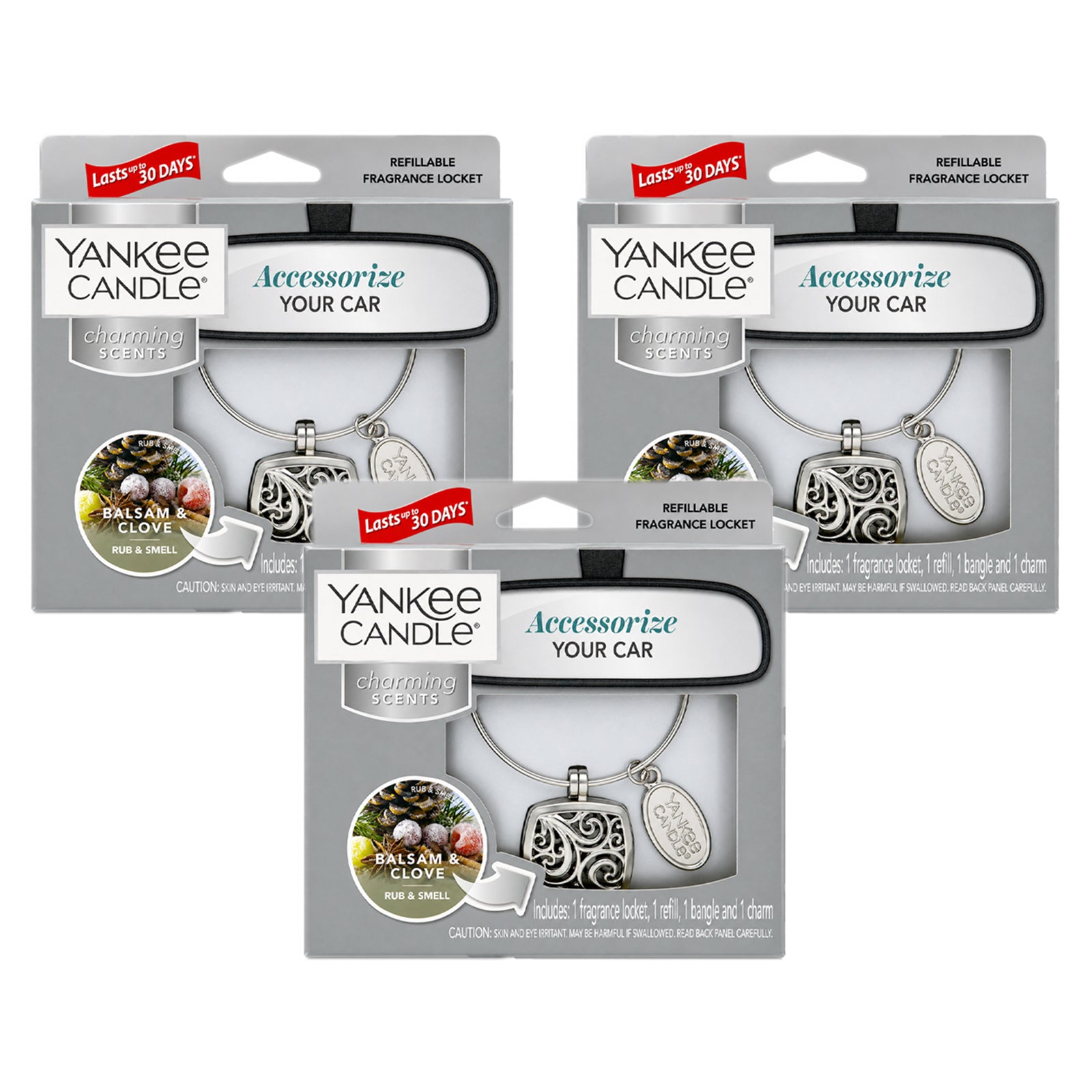 Yankee Candle Charming Scents Car Air Freshener Charms, Pack of 3, Long Lasting Fragrance