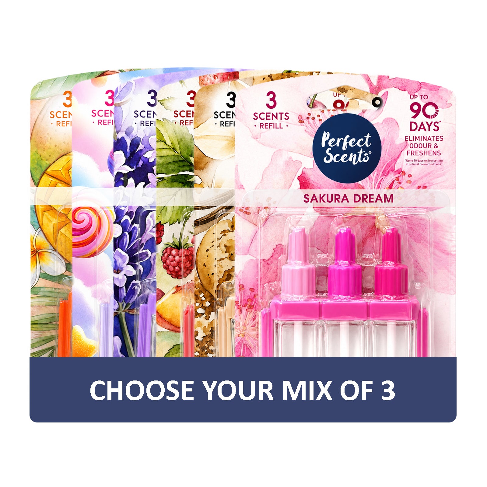 3x Perfect Scents 3 Scents Air Freshener Refill - Compatible with 3volution - 3x20ml Per Pack - 9x20ml (60ml) Total