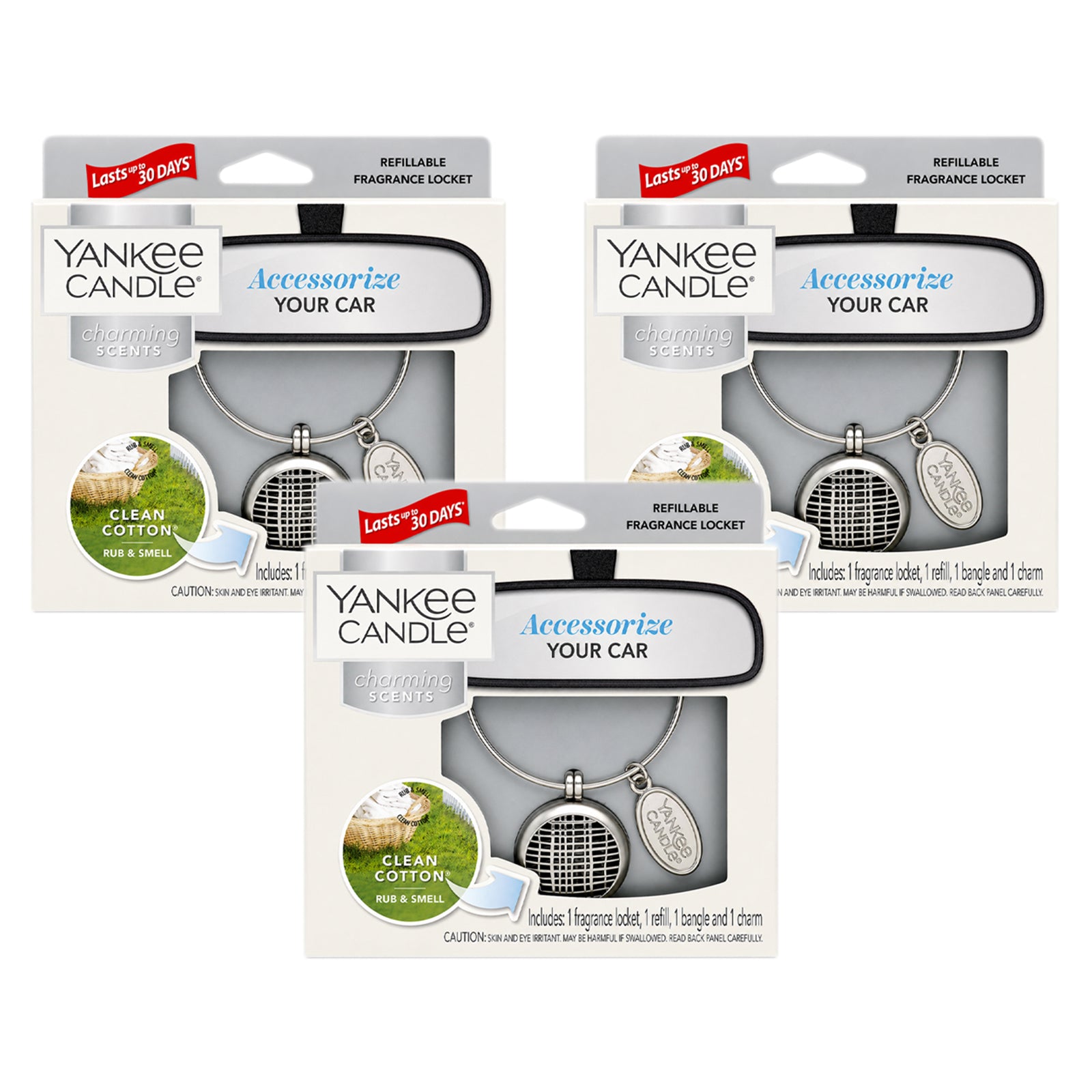 Yankee Candle Charming Scents Car Air Freshener Charms, Pack of 3, Long Lasting Fragrance