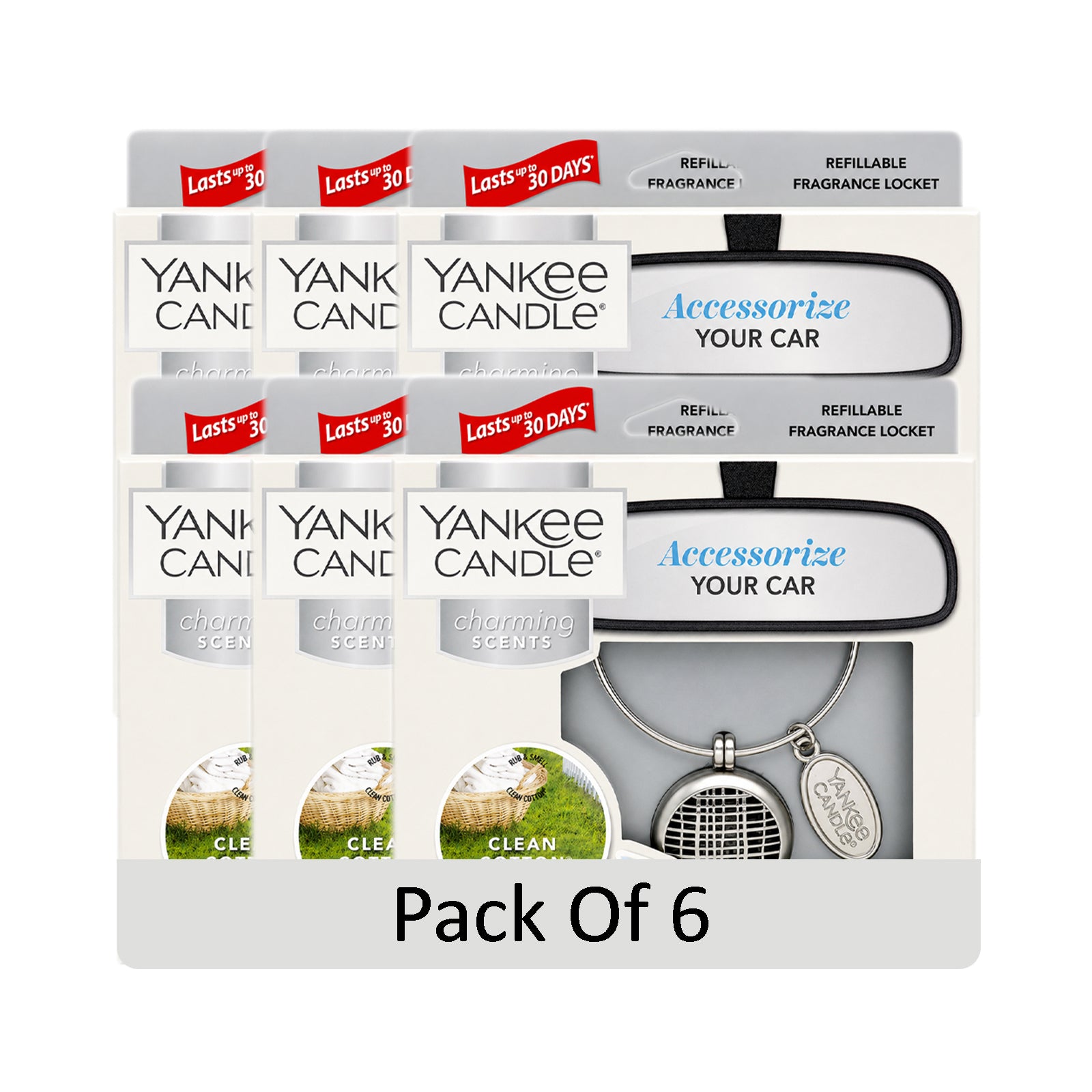 Yankee Candle Charming Scents Car Air Freshener Charms, Pack of 6, Long Lasting Fragrance