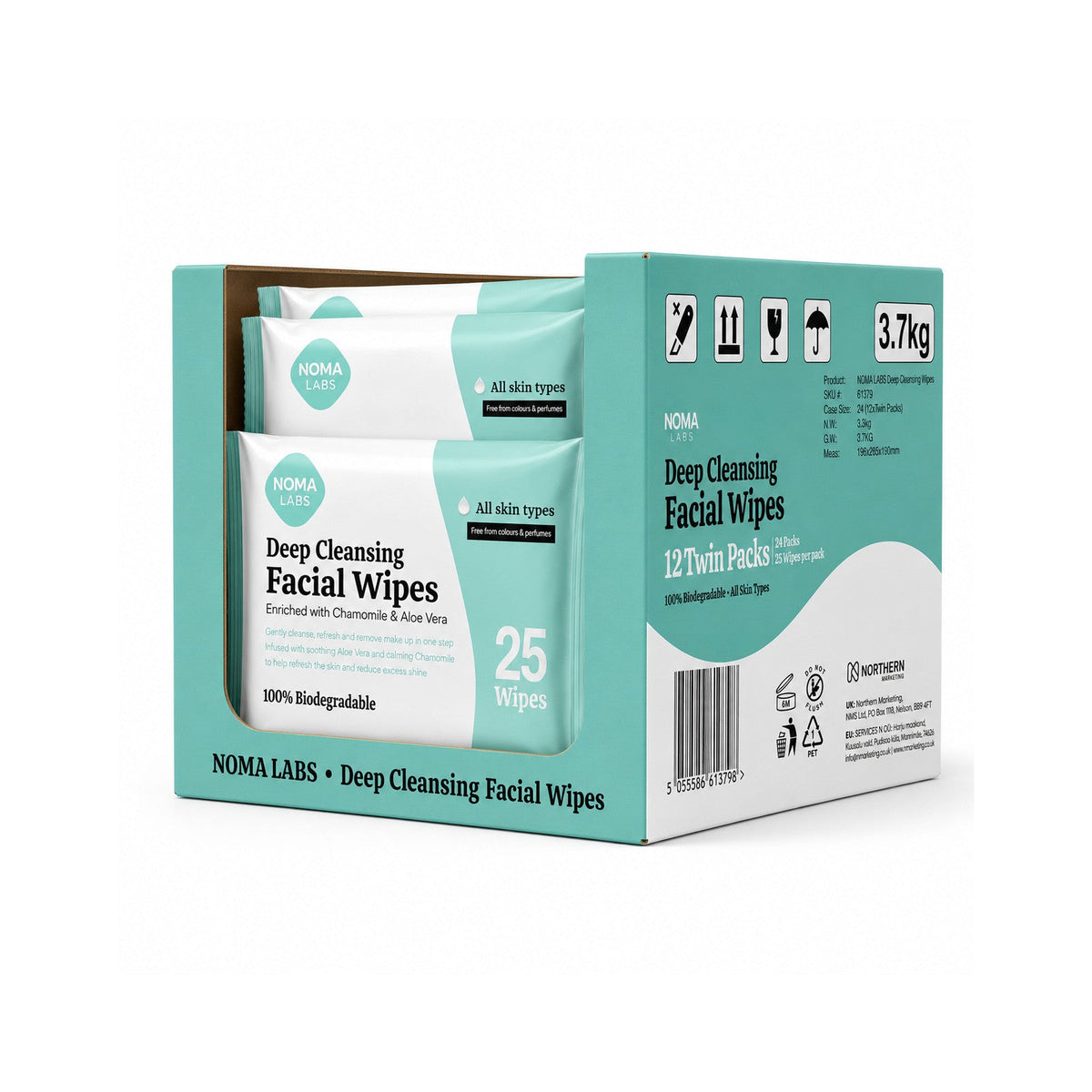 Noma Labs Twin Pack Deep Cleansing Facial Wipes 2x140g - 2x25 Wipes - image 2