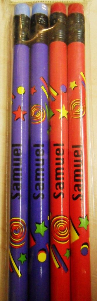 1 Pack - Set of 4 Boys Personalised Pencils with Rubber Kid Gift Child Name L-T