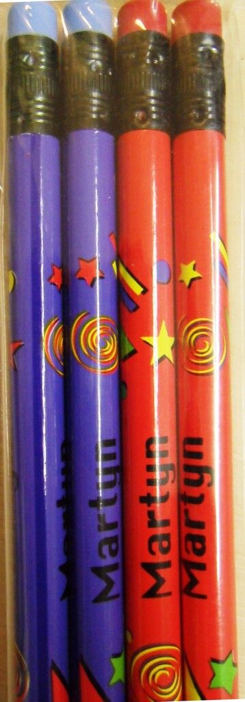 1 Pack - Set of 4 Boys Personalised Pencils with Rubber Kid Gift Child Name L-T