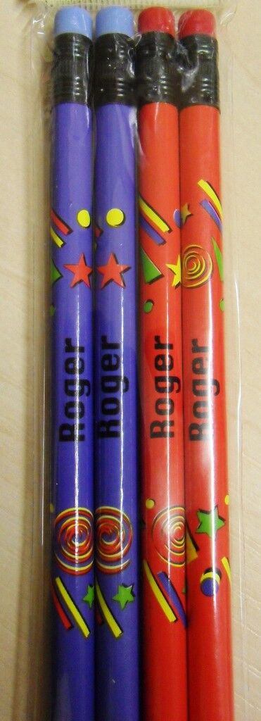 1 Pack - Set of 4 Boys Personalised Pencils with Rubber Kid Gift Child Name L-T