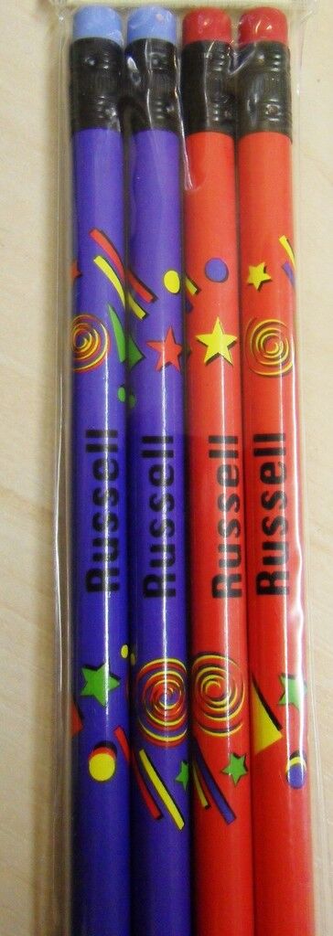 10 X Set of 4 Pack Boys Personalised Pencils with Rubber Kid Gift Child Name L-T