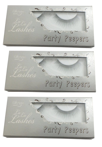3x La La Perfect La La Lashes Party Peepers False Lashes Black and Silver, Black