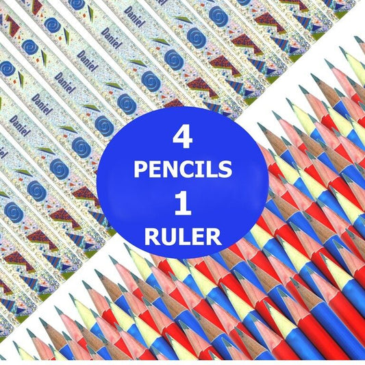 4,16,48,100 HB Pencils with Rubber Tip & Ruler Boys Kids Exam School Stationery