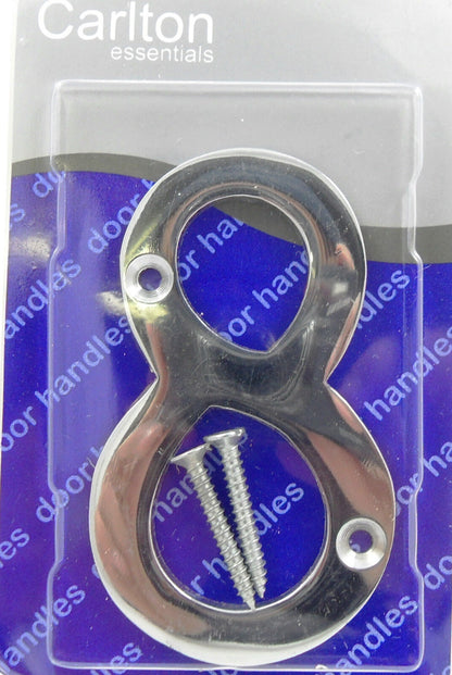 Solid Polished Brass & Chrome Door Numbers and Letter For House, Flat, Apartment