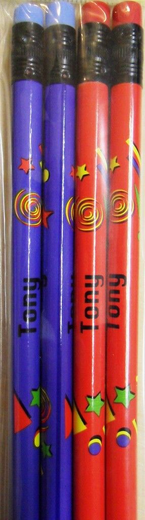 1 Pack - Set of 4 Boys Personalised Pencils with Rubber Kid Gift Child Name L-T